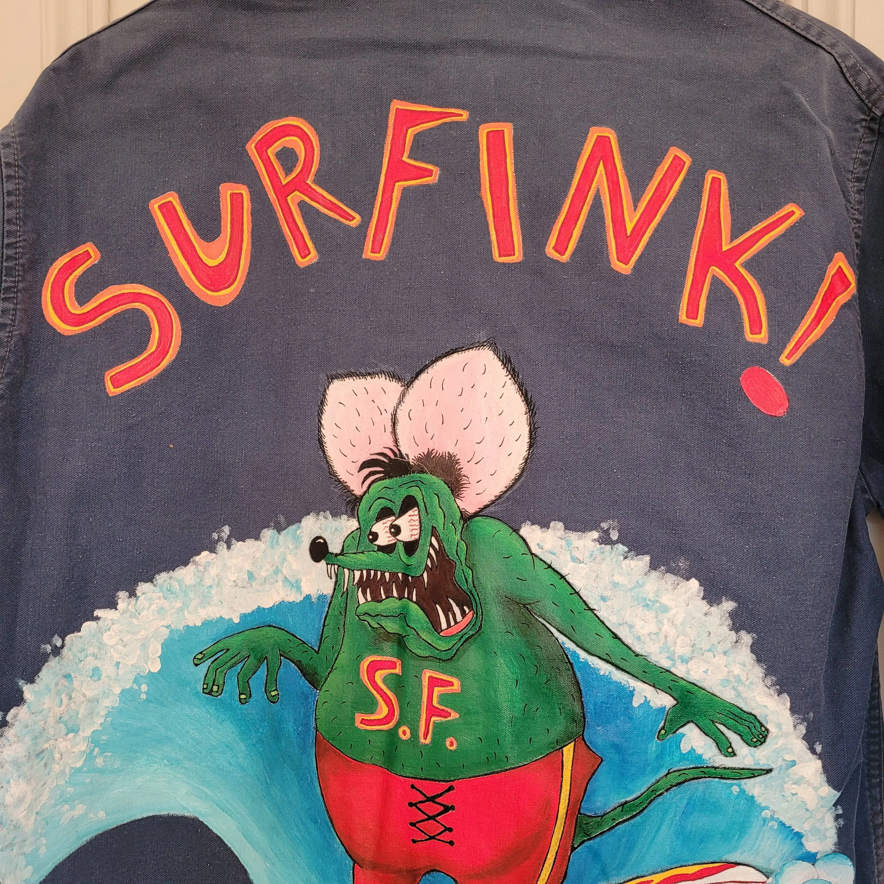 In loving memory of ED "Big Daddy" Roth handpainted french 50's workwear jacket SurFinkl