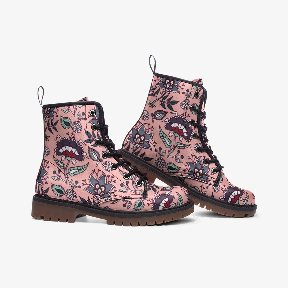 Indian Pink Paisley Lace Up Boots