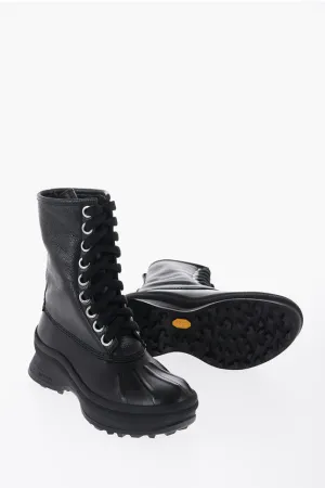 Jil Sander Leather Combat Boots With Vibram Sole