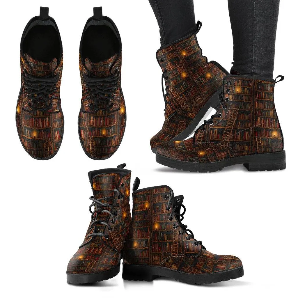 Librarian  Memory Foam Boots | All Season Lace Up Boots | Vegan Leather Combat Boot by Manifestie