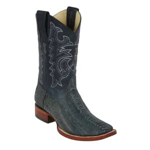 Los Altos Boots Mens #8220582 Wide Square Toe | Genuine Ostrich Leather Boots | Color Bustic Blue