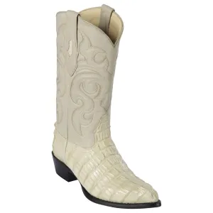 Los Altos Boots Mens #990104 J Toe | Genuine Caiman Tail Boots | Color hiteWinterw