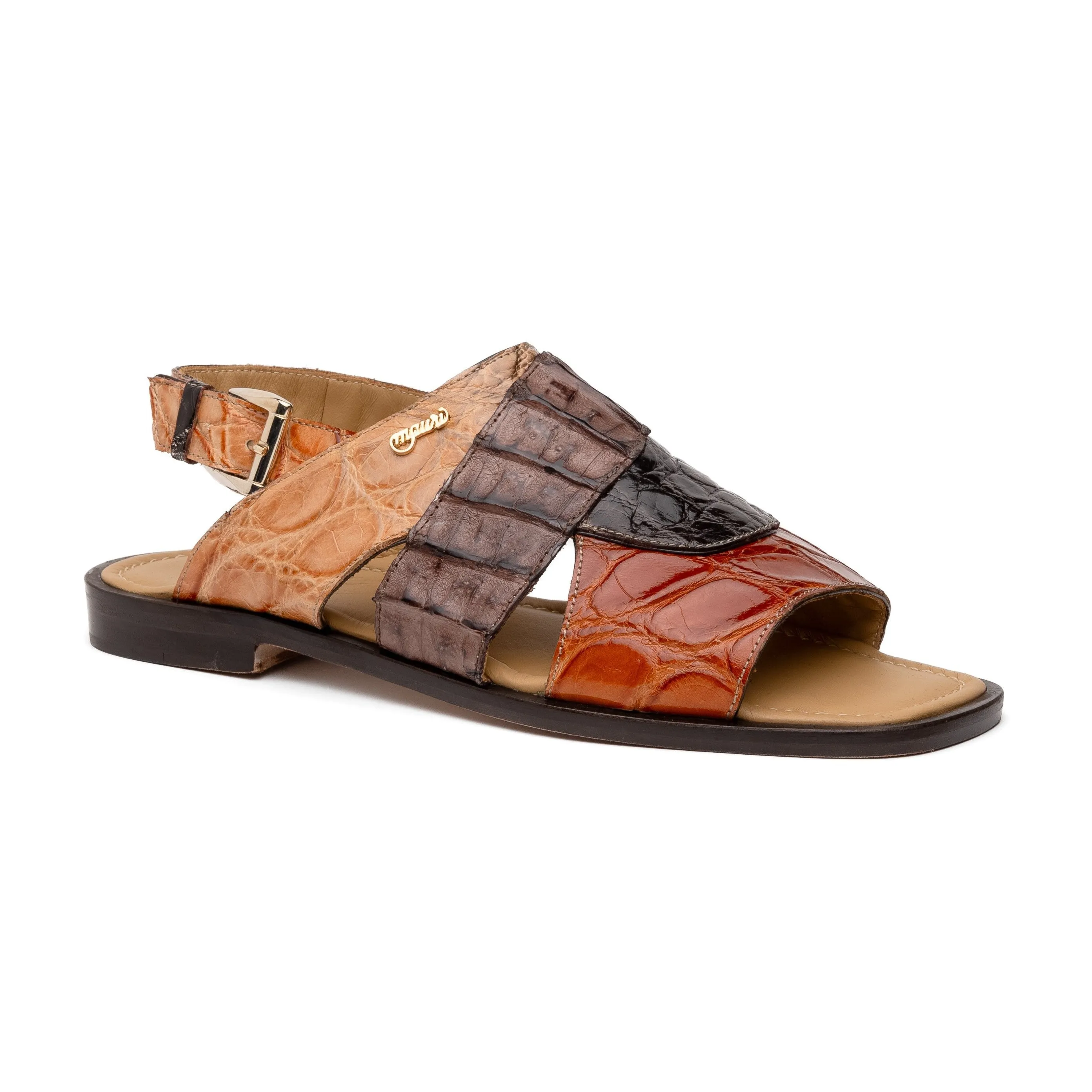 Mauri Cayman 5181 Men's Shoes Multi Brown & Sport Rust Exotic Alligator / Hornback Sandals (MA5611)