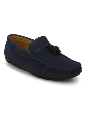 Navy Suede Tassel Loafers