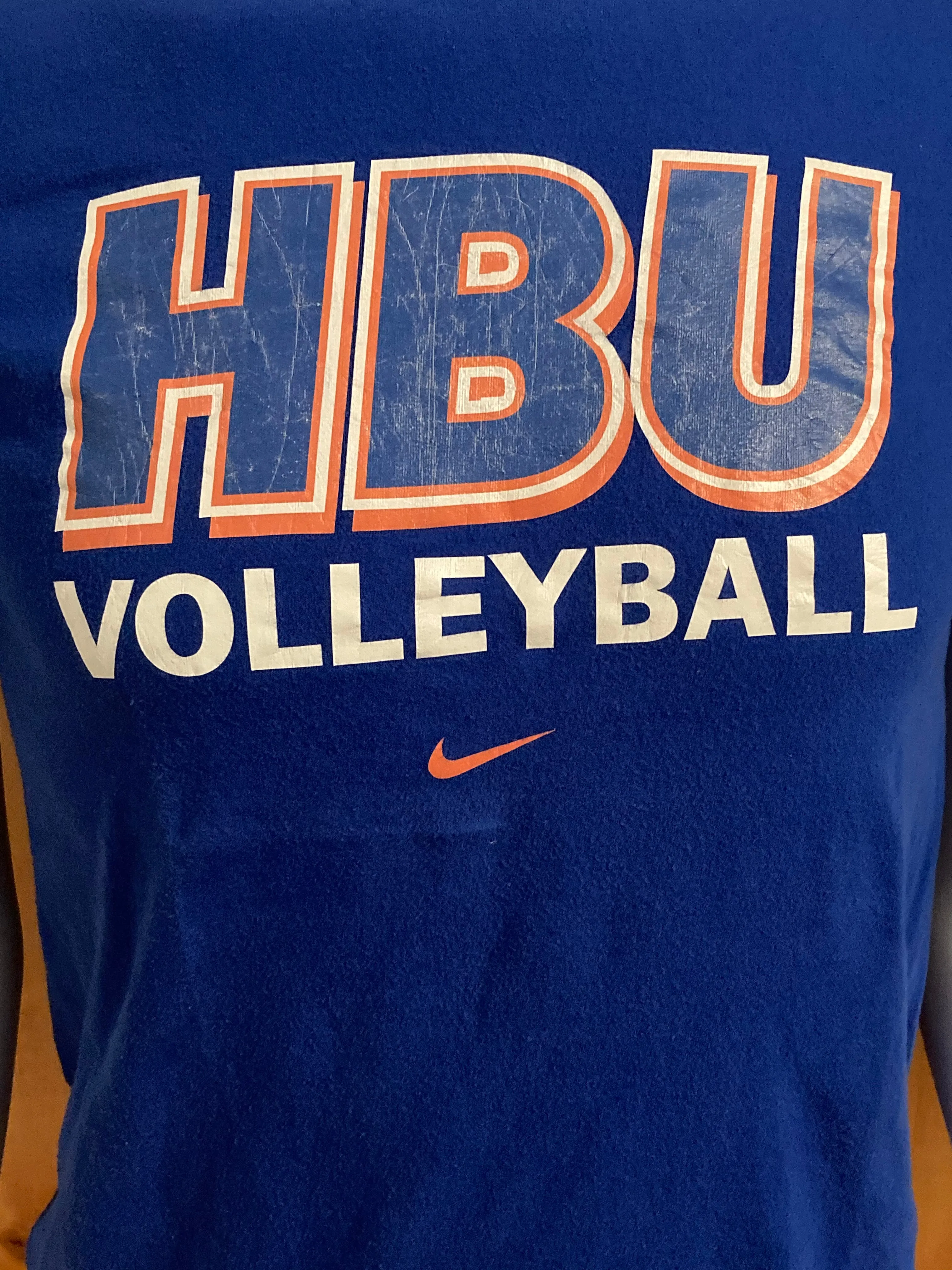 NIKE "HBU VOLLEYBALL" REGULAR FIT Graphic Print Adult S Small SM Blue T-Shirt Tee Shirt