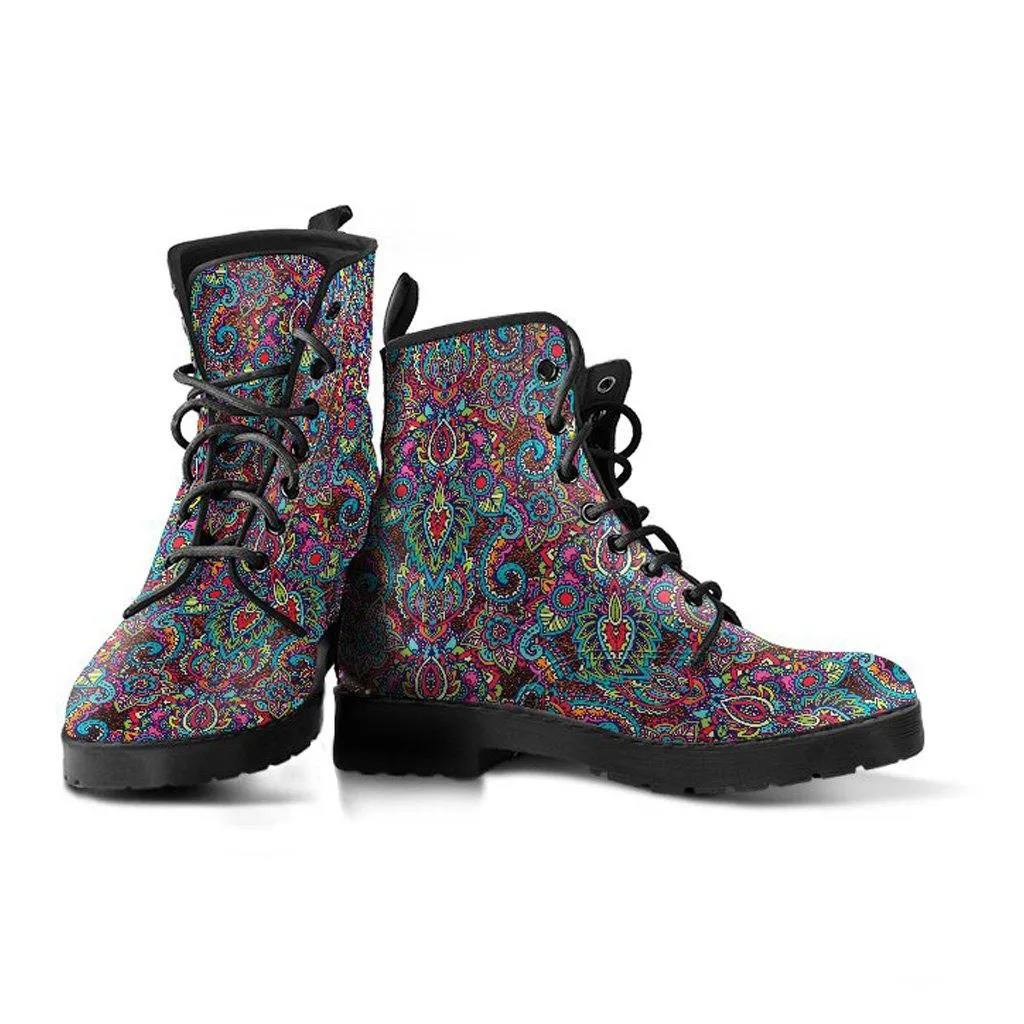 Paisley  Memory Foam Boots | All Season Lace Up Boots | Vegan Leather Combat Boot by Manifestie