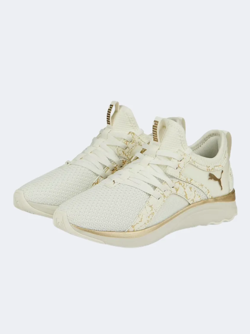 Puma Softride Sophia Marble Women Running Shoes White/Gold