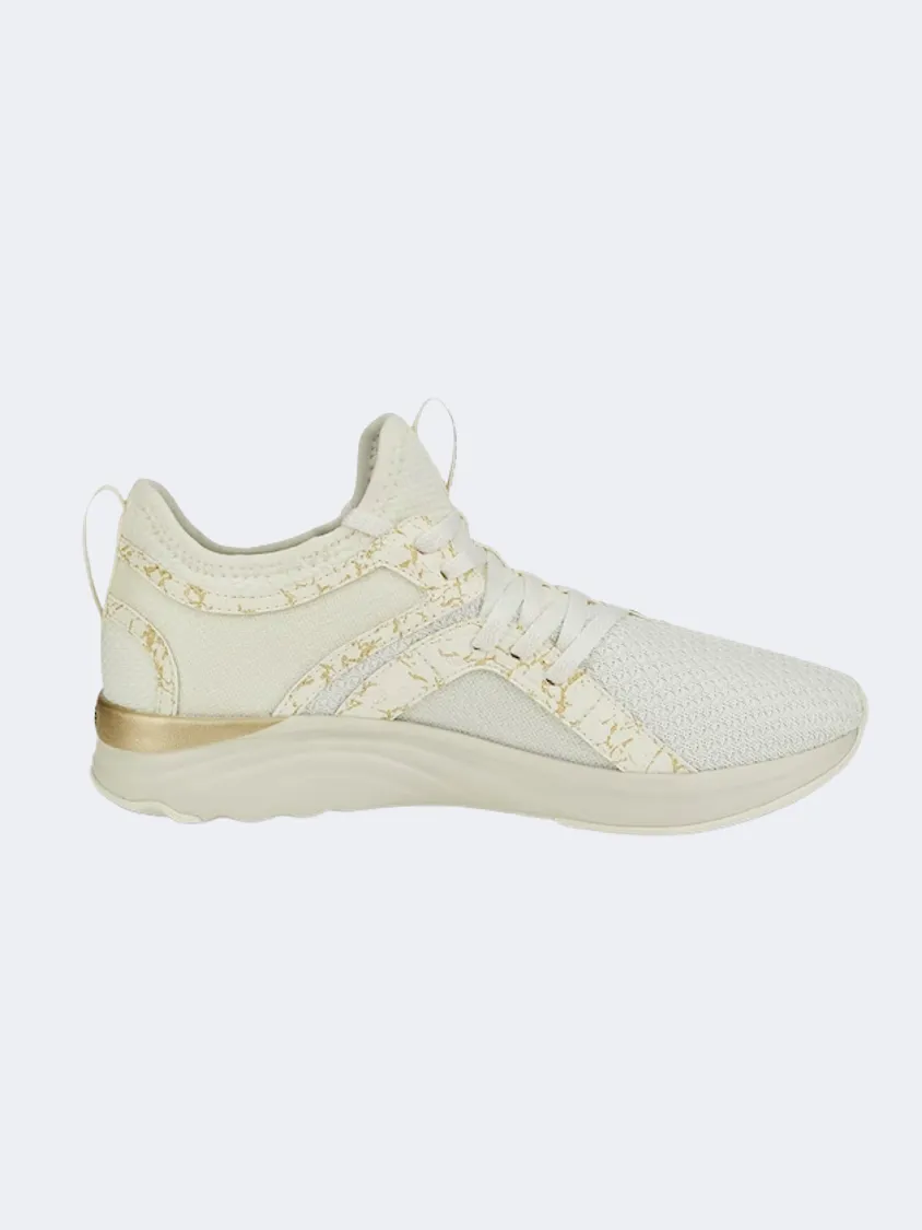 Puma Softride Sophia Marble Women Running Shoes White/Gold