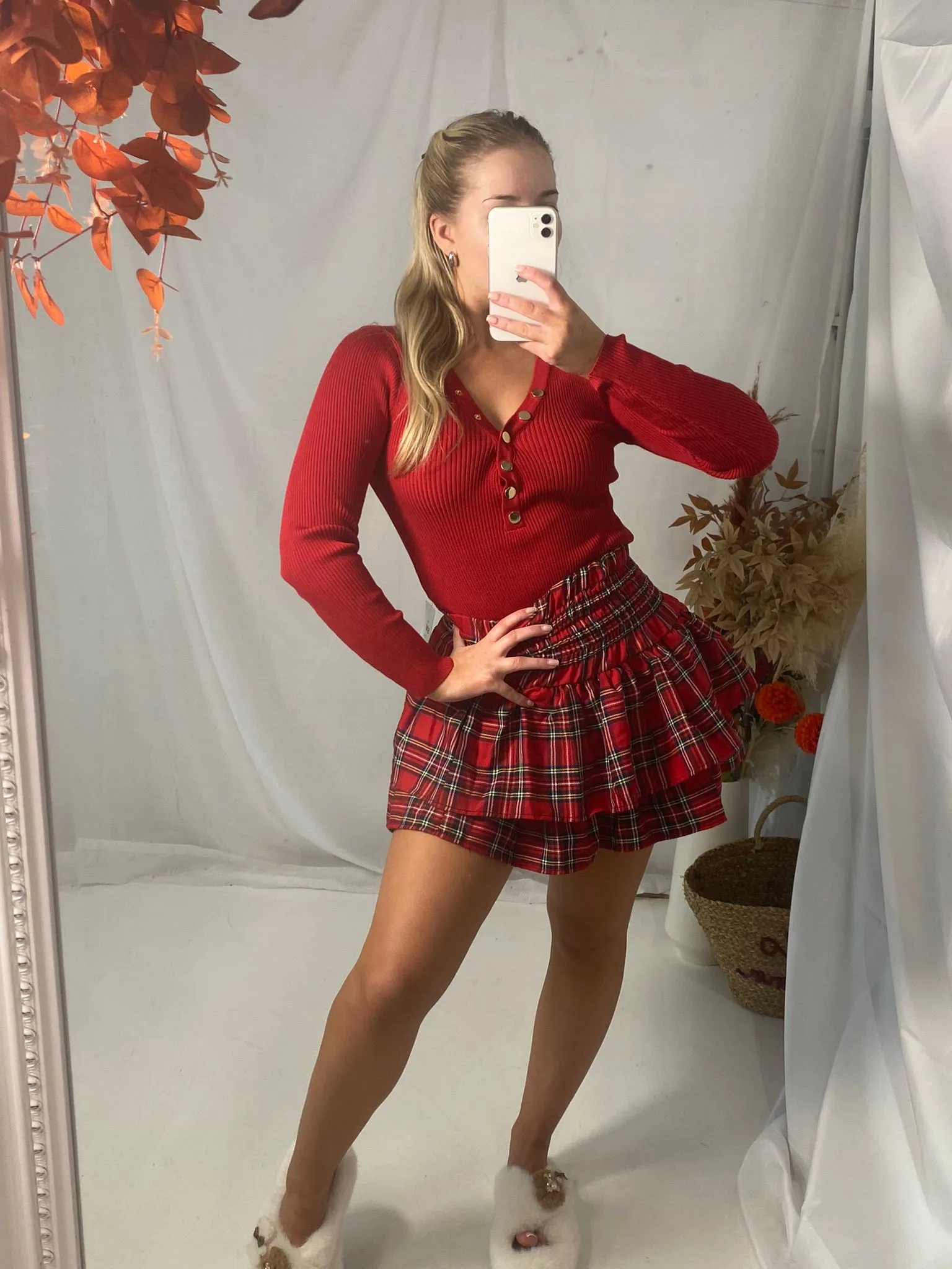 Red Checked Ra Ra Skirt