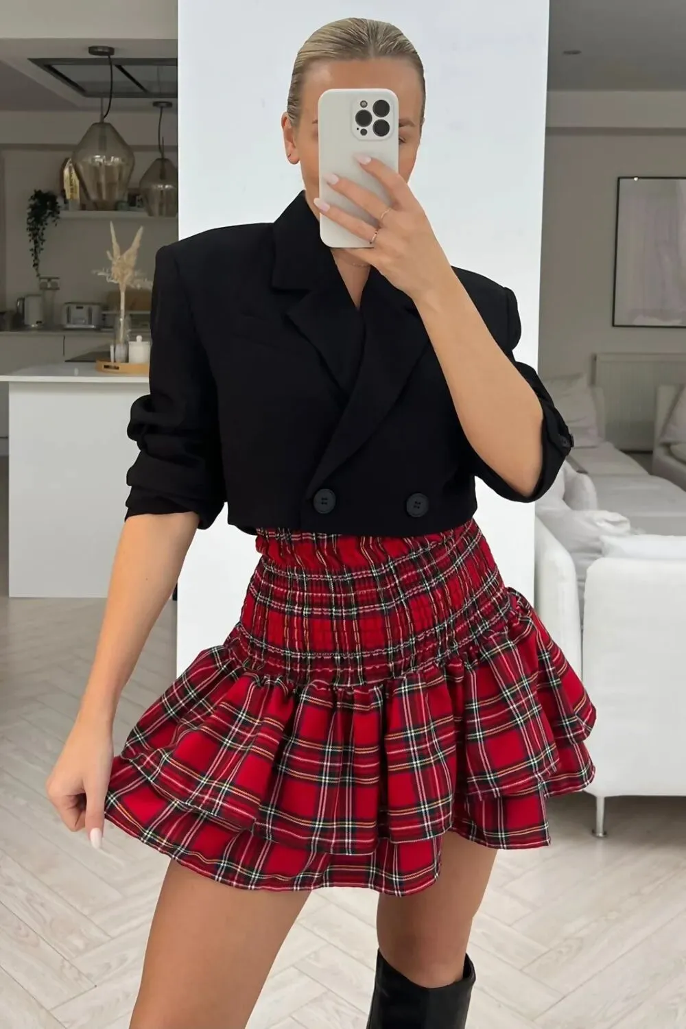 Red Checked Ra Ra Skirt