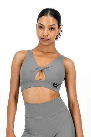 Rib Aspire Twist Bra | Storm