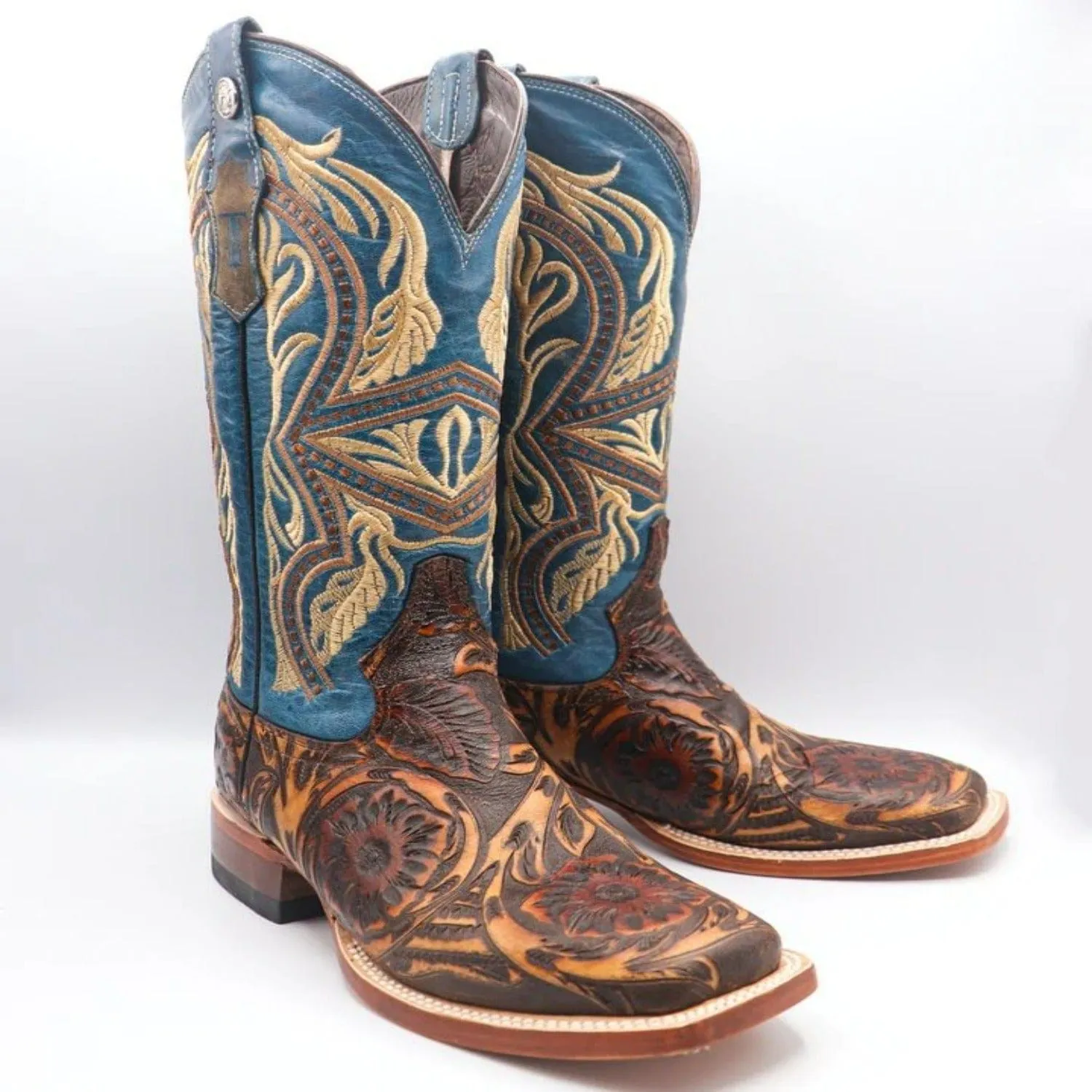 Tanner Mark Men's Jaw Dropper Hand Tooled Square Toe Boots Orix TM205544