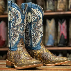 Tanner Mark Men's Jaw Dropper Hand Tooled Square Toe Boots Orix TM205544