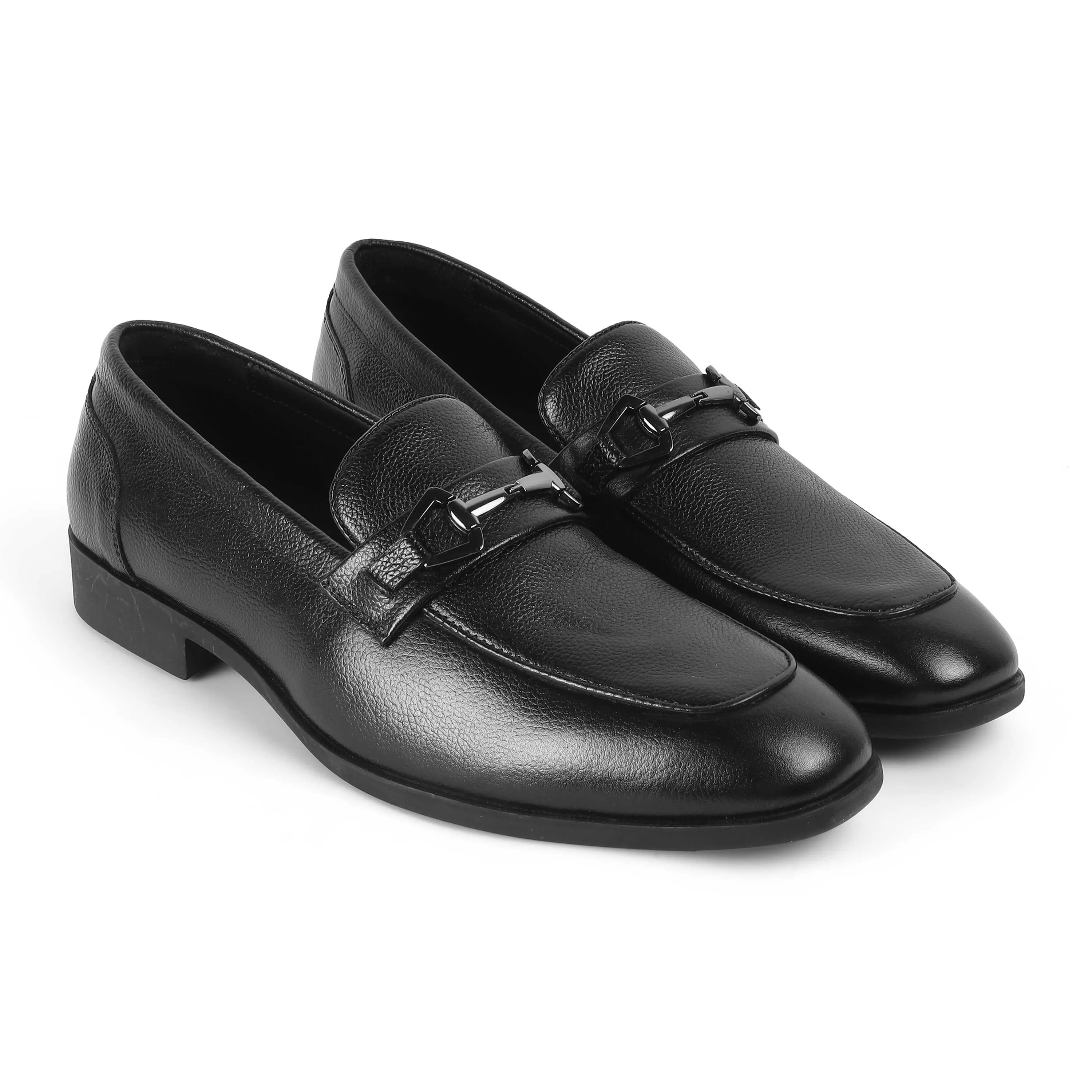 Tresmode Antli Black Men's Leather Loafers