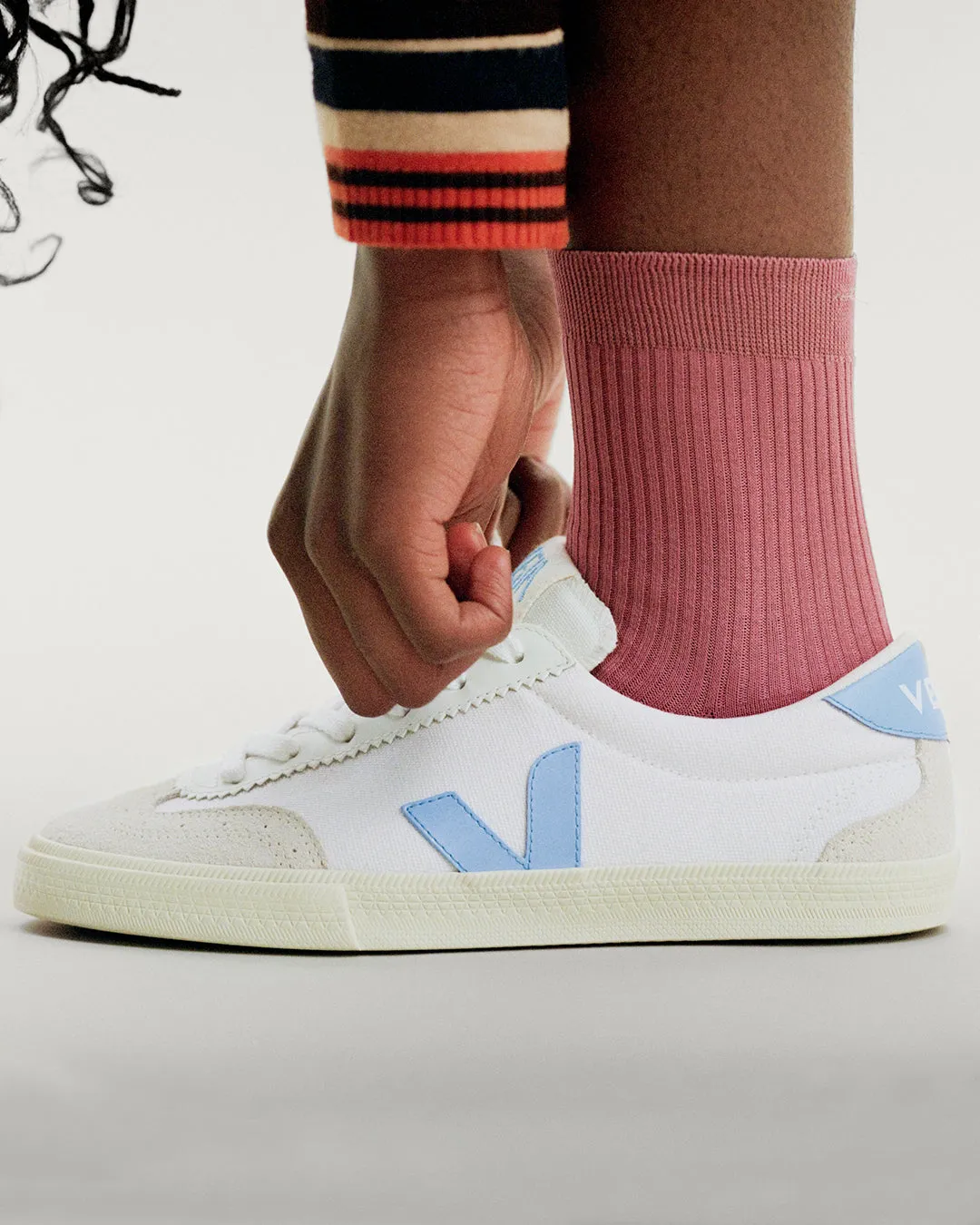 VEJA Volley canvas white aqua women