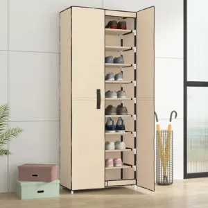 vidaXL Shoe Cabinet Cream 60x30x166 cm Fabric