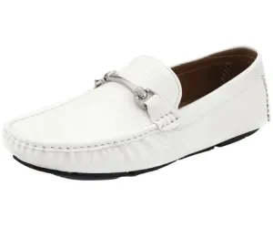 White Titus Croc Leather Men's Loafer Sliver Buckle Fashion Design