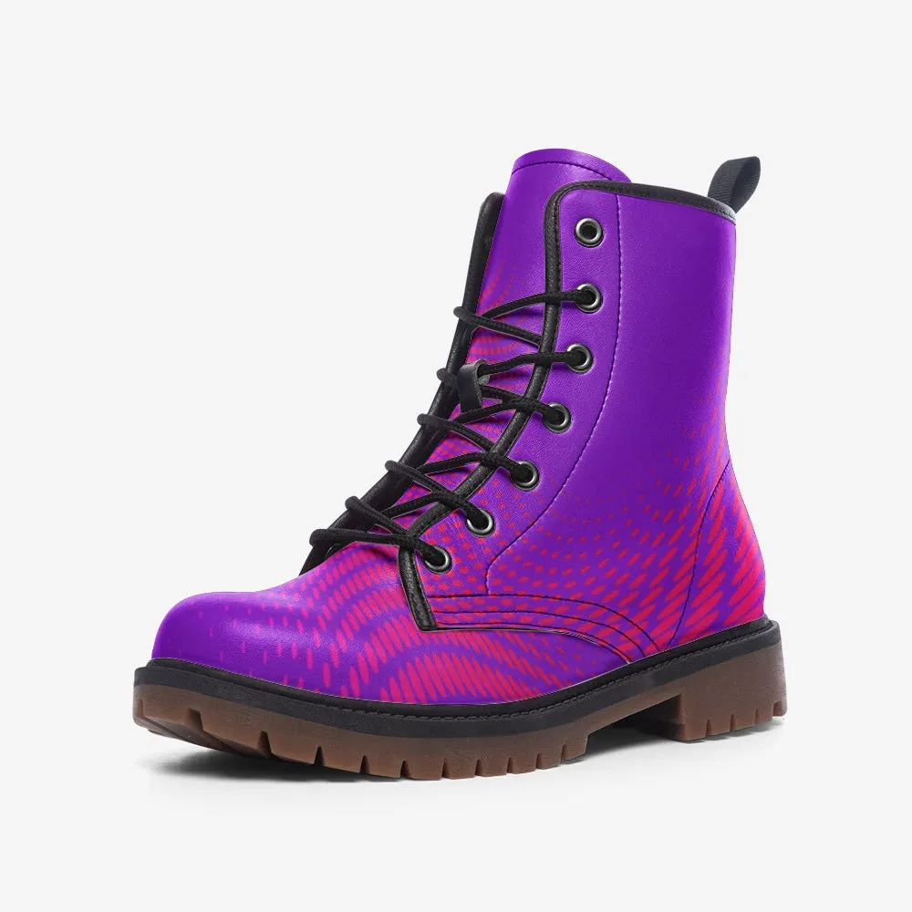 Wicked Purple Dots Lace Up Boots